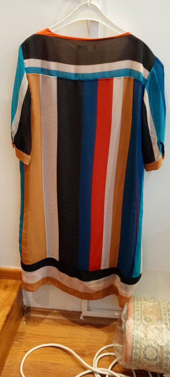 Çok Renkli Uzun Rahat Kadın Elbise - Görsel 3