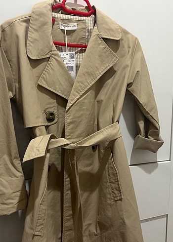 Mango Bej Midi Kız Çocuk Trençkot, Düğmeli, Regular Fit