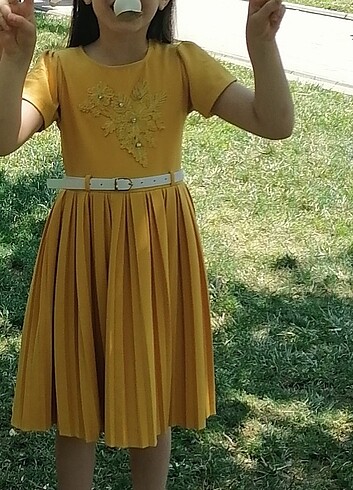 9 Yaş Beden sarı Renk Çocuk elbise