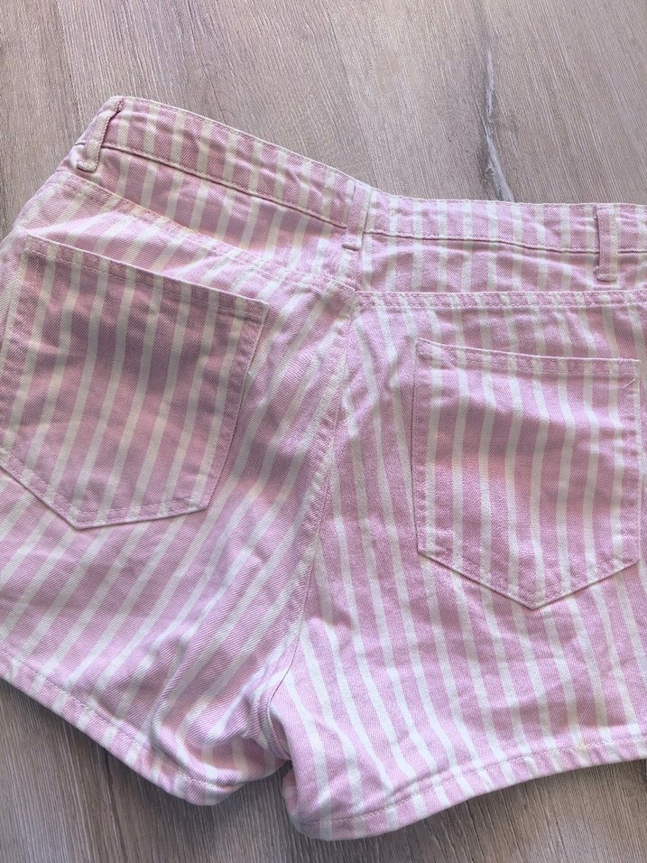 Pembe Düğmeli Midi Şort - Görsel 4