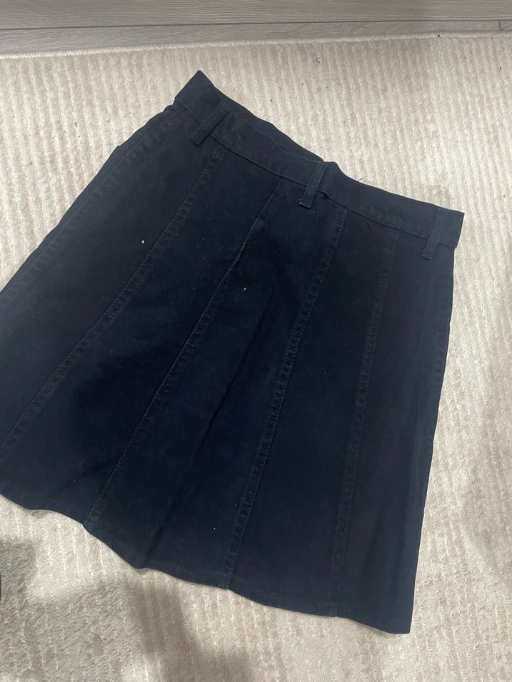 Düğmeli Siyah Midi Kot Etek - Görsel 3