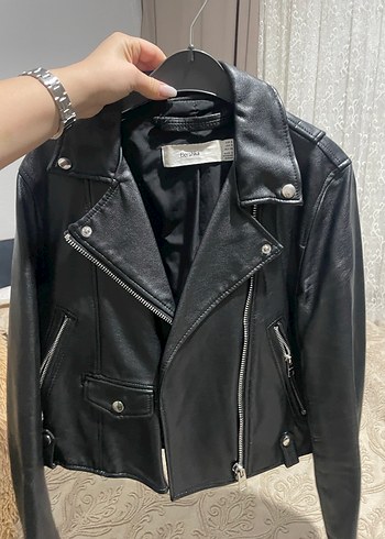 Siyah Deri Biker Ceket Kadın - Görsel 3