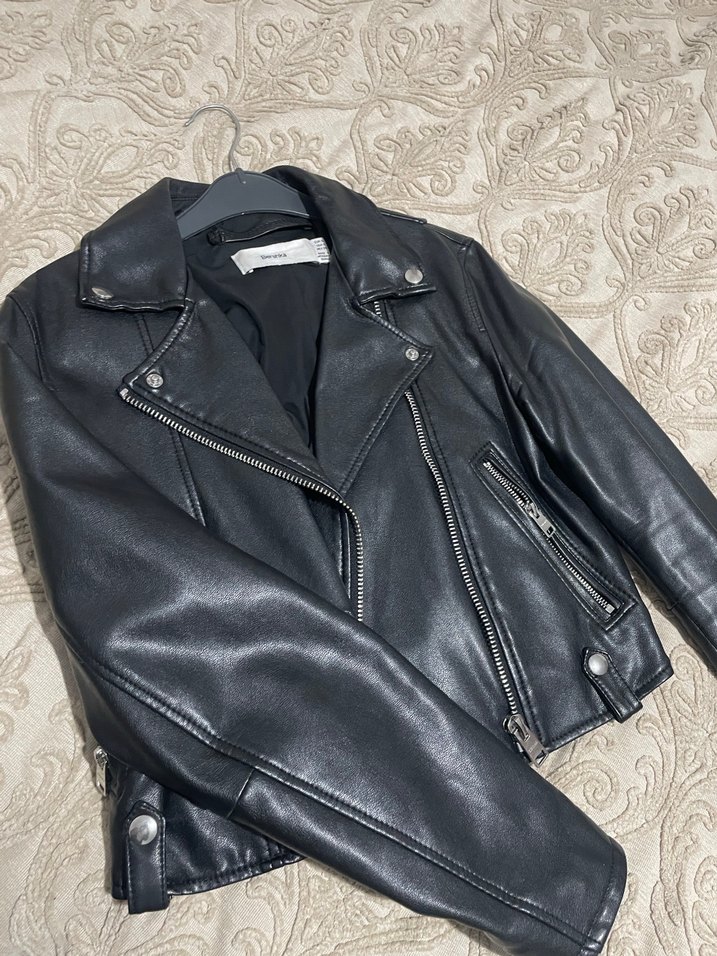 Siyah Deri Biker Ceket Kadın - Görsel 2