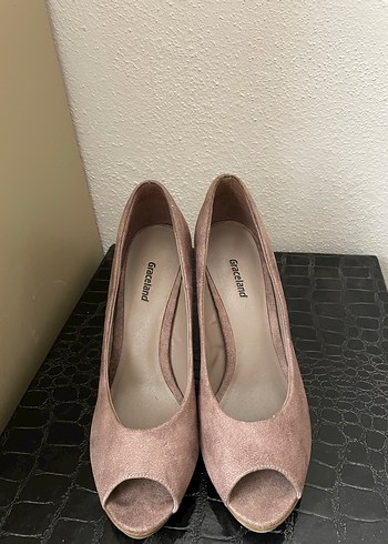 Bej Süet Kadın Stiletto Yüksek Topuklu - Görsel 2