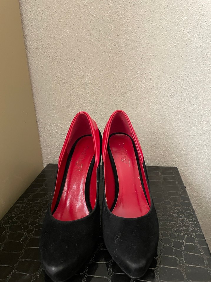 Kırmızı Siyah Gotik Tokalı Stiletto - Görsel 2