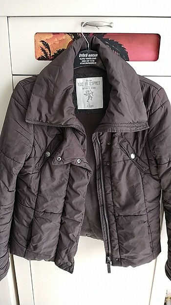 Unisex kısa kahverengi mont