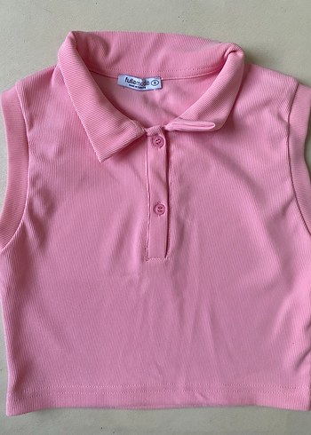 Pembe Kolsuz Polo Yaka Tişört - Görsel 2
