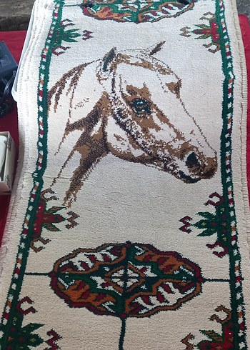 Nakışlı Çok Renkli At Desenli Halı turkmen halisi - Görsel 3