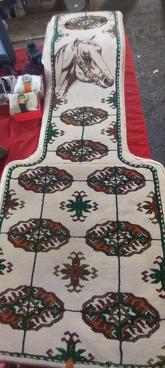 Nakışlı Çok Renkli At Desenli Halı turkmen halisi - Görsel 2