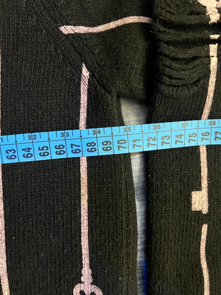 Düğmeli Nakışlı Siyah erkek Kazak - Görsel 2