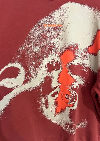 Koyu Kırmızı Baskılı erkek Sweatshirt - Görsel 3