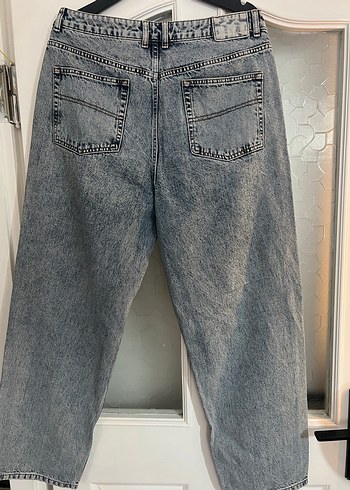 Gri Bol Kesim Kadın Kot Pantolon - Görsel 3