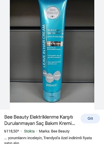 Bee Beauty Bee beauty durulanmayan saç bakım kremi