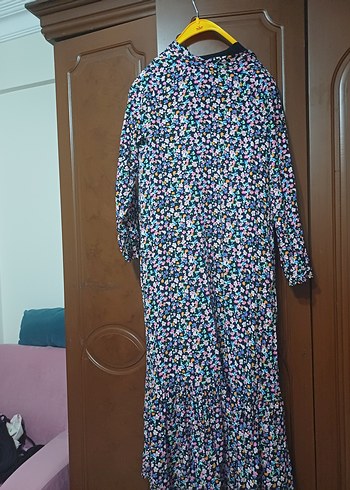 Diğer Kadın Koyu Camel Desenli Uzun Elbise