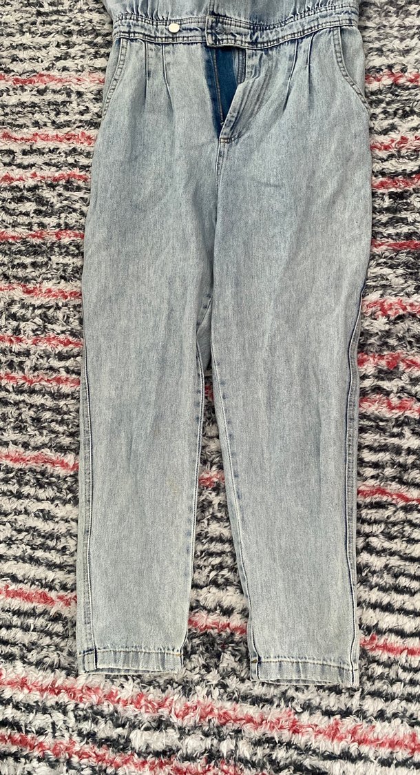 Kadın Gri Denim Uzun Tulum - Görsel 5