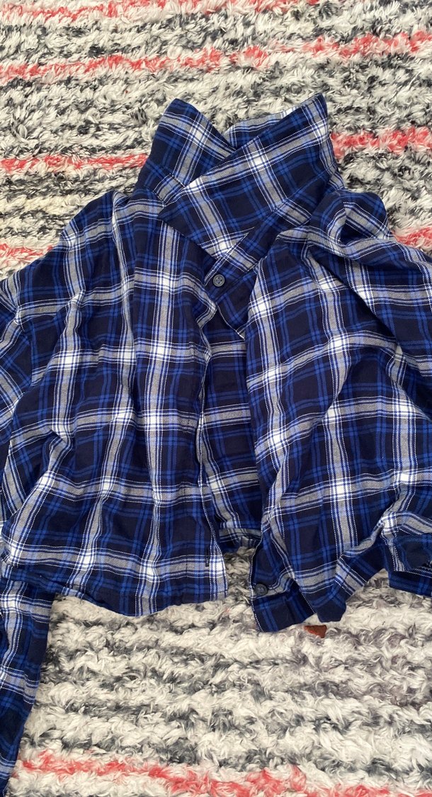 Kadın Mavi Ekose Uzun Kollu Gömlek - Görsel 3