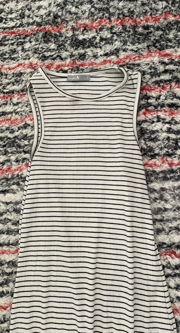 Uzun Zebra Desenli Bohem Kadın Elbise - Görsel 3