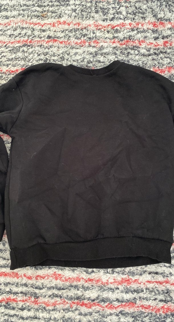 Siyah Kadın Sweatshirt, Uzun Kollu, Sade - Görsel 2