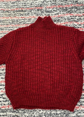 Bordo Kadın Boğazlı Triko Kazak - Görsel 2