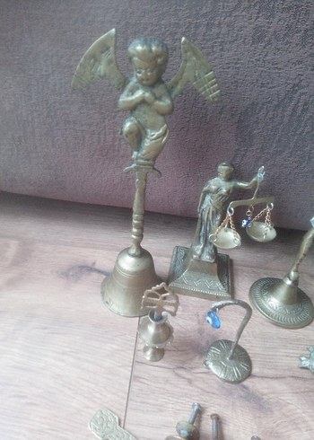 Altın ve Gri Renkli Metal Biblo Seti hepsi pirinç.. - Görsel 6