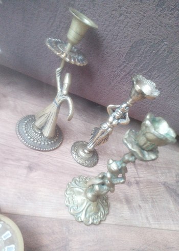 Altın ve Gri Renkli Metal Biblo Seti hepsi pirinç.. - Görsel 3