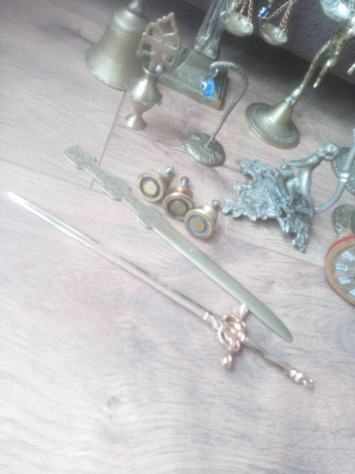 Altın ve Gri Renkli Metal Biblo Seti hepsi pirinç.. - Görsel 2