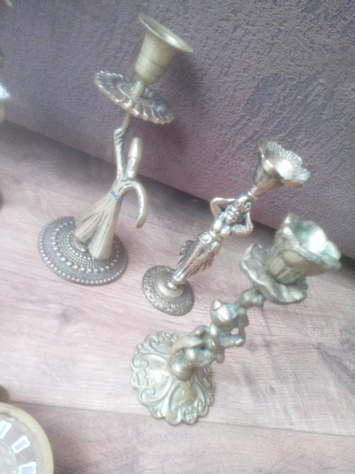 Altın ve Gri Renkli Metal Biblo Seti hepsi pirinç.. - Görsel 3