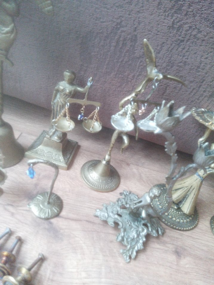 Altın ve Gri Renkli Metal Biblo Seti hepsi pirinç.. - Görsel 5