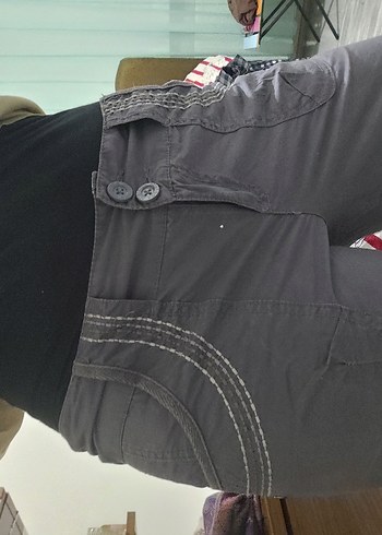 koyu Gri Bol Kesim paraşüt kot kargo pantolon baggy - Görsel 2