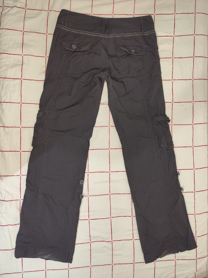 koyu Gri Bol Kesim paraşüt kot kargo pantolon baggy - Görsel 3