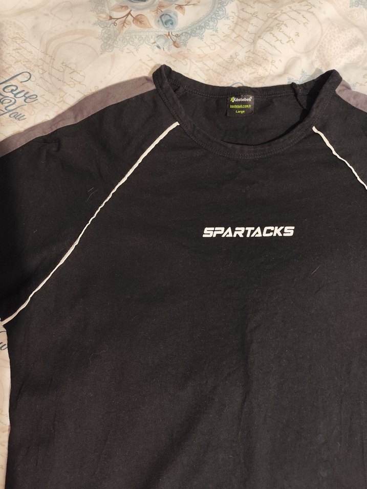 köstebek gri beyaz şeritli oversize unisex tişört spartacks - Görsel 3