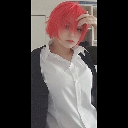 kısa kırmızı anime cosplay peruk