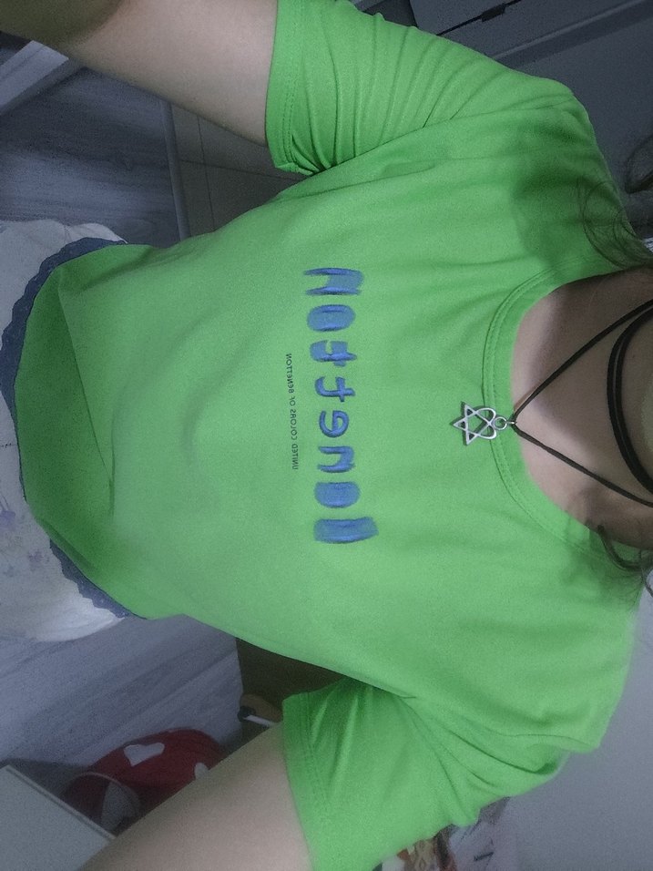 yeşil united colors of benetton baskılı bol dantelli crop tişört - Görsel 2