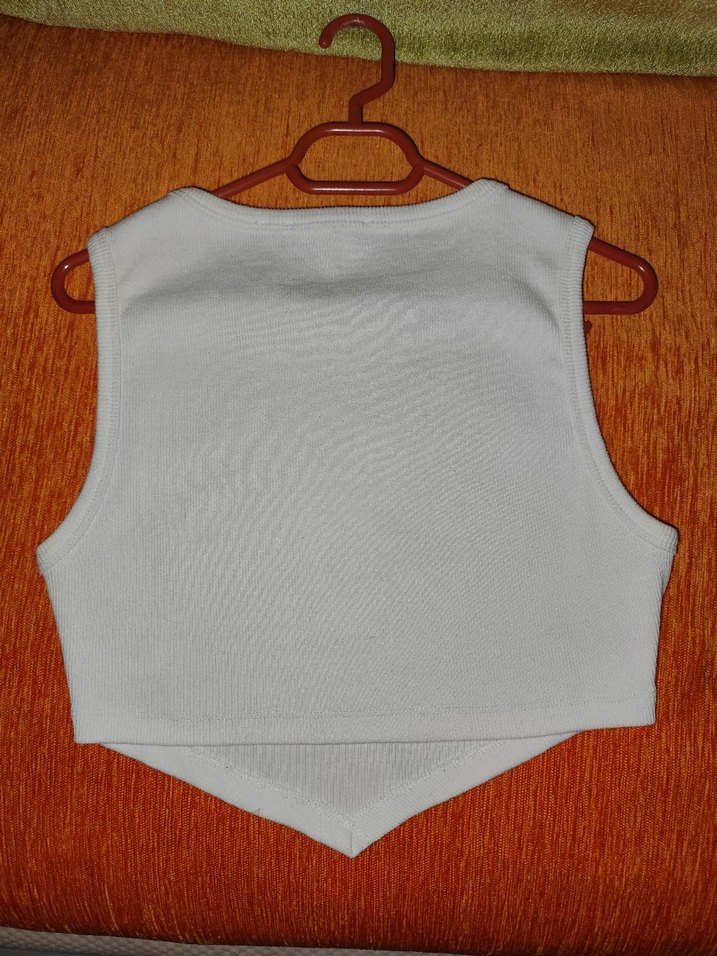 desenli beyaz korse şekilli crop - Görsel 3