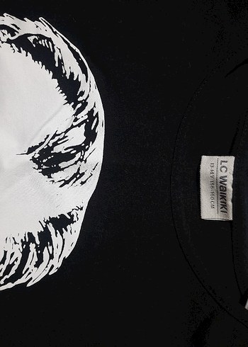 Kızlar için Siyah Uzun Kollu Baskılı Goth Tişört - Görsel 3