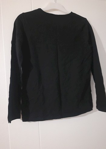 Kızlar için Siyah Uzun Kollu Baskılı Goth Tişört - Görsel 2