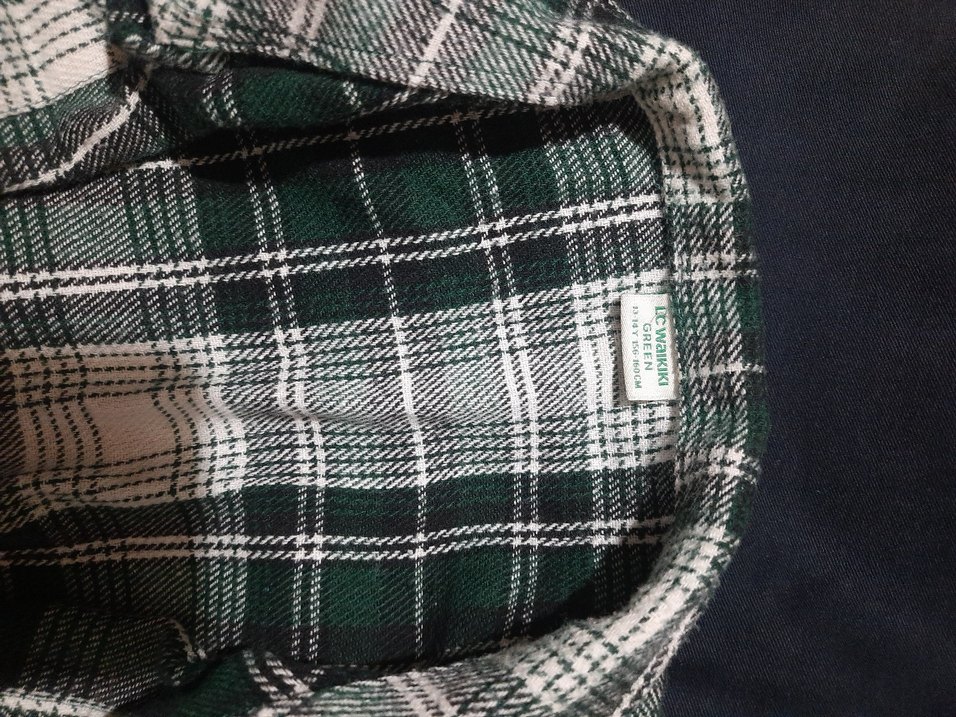 Düğmeli Yeşil Kareli Kadın Gömlek - Görsel 3