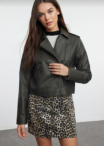 Antrasit Deri Biker Ceket - Görsel 2