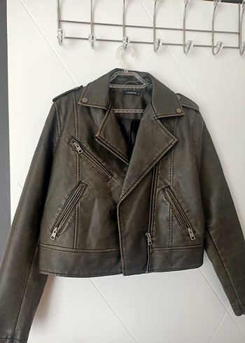Antrasit Deri Biker Ceket - Görsel 5