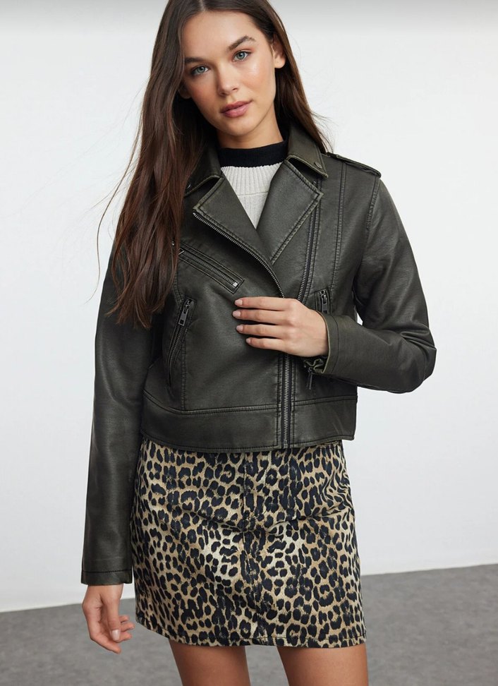 Antrasit Deri Biker Ceket - Görsel 2