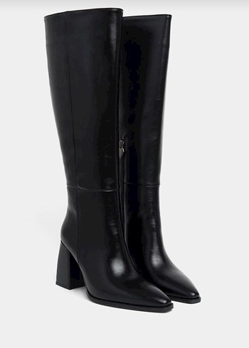 Kadın Siyah Deri  Dizüstü Bot - Görsel 3