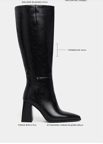 Kadın Siyah Deri  Dizüstü Bot - Görsel 4
