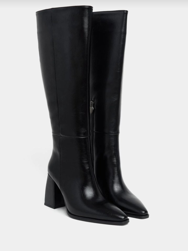 Kadın Siyah Deri  Dizüstü Bot - Görsel 3