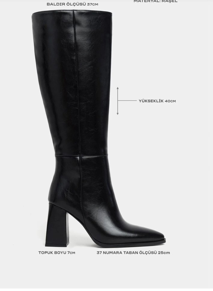 Kadın Siyah Deri  Dizüstü Bot - Görsel 4
