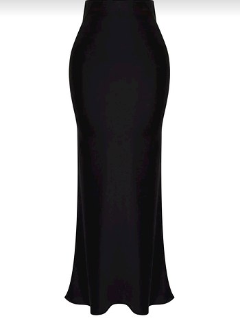 Saten Siyah Uzun Kadın Etek - Görsel 4