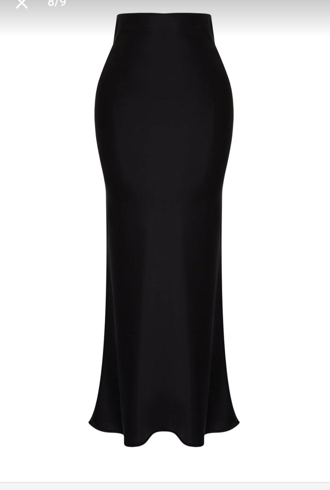 Saten Siyah Uzun Kadın Etek - Görsel 4