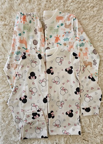 Kız Çocuk Pamuklu Baskılı Pijama Takımı