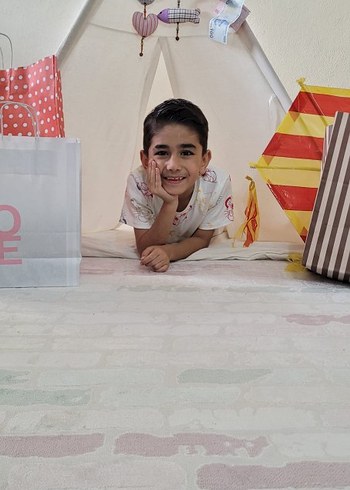 Pamuklu Beyaz Oyun Çadırı, Yastık ve Alt Minder Seti - Görsel 2