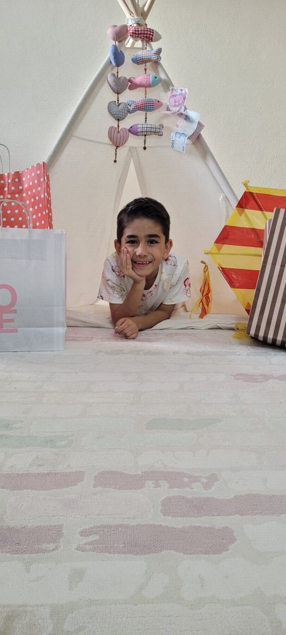 Pamuklu Beyaz Oyun Çadırı, Yastık ve Alt Minder Seti - Görsel 2