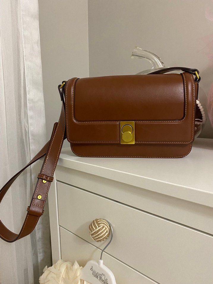 Klasik Kahverengi Deri Kadın Çanta - Görsel 3